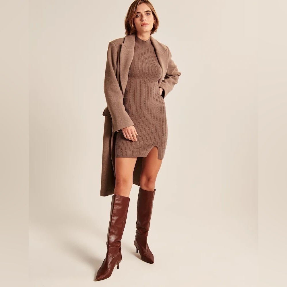 Abercrombie & Fitch Brown Knit Ribbed Fall Cozy Sweater Women’s Size Large